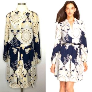 Vince Camuto Navy Long Sleeve Pocketed Dress